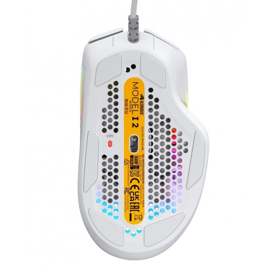 GLORIOUS MODEL IV2 ULTRALIGHT 66G SIDE THUMB REST 9 PROGRAMMABLE BUTTONS 26K OPTICAL SENSOR 80M SWITCHES WIRED GAMING MOUSE - WHITE