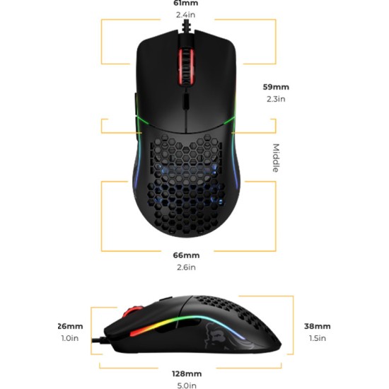 GLORIOUS  MODEL O 67G SUPERLIGHT HONEYCOMP RGB PIXART 3360 SENSOR OMRON SWITCH - MATTE BLACK