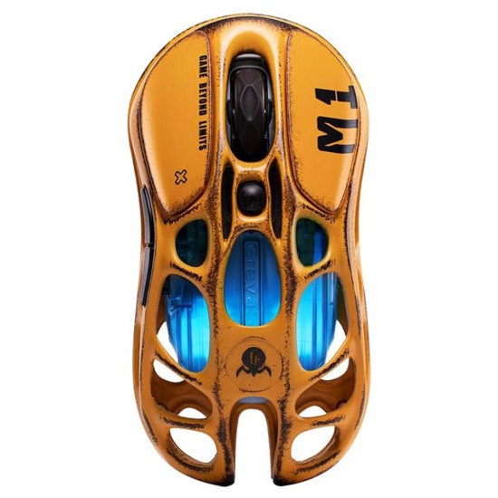 GRAVASTAR MERCURY M1 PRO PAW3395 SENSOR 200/146 HOURS BATTERY LIFE 650 IPS MAXIMUM ACCELERATION 26000 DPI HIGH-RESOLUTION SENSITIVITY WIRELESS GAMING MOUSE - BATTLE WORN YELLOW