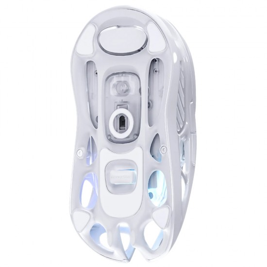 GRAVASTAR MERCURY M2 26K DPI PAW3395 DYNAMIC LIGHTSYNC RGB HOLLOWED OUT DESIGN 79G WIRELESS GAMING MOUSE - OPALINE WHITE