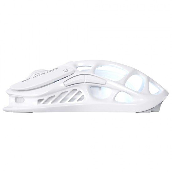 GRAVASTAR MERCURY M2 26K DPI PAW3395 DYNAMIC LIGHTSYNC RGB HOLLOWED OUT DESIGN 79G WIRELESS GAMING MOUSE - OPALINE WHITE