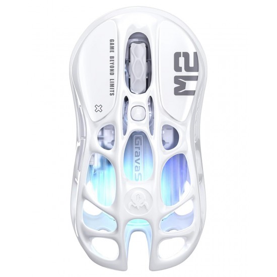 GRAVASTAR MERCURY M2 26K DPI PAW3395 DYNAMIC LIGHTSYNC RGB HOLLOWED OUT DESIGN 79G WIRELESS GAMING MOUSE - OPALINE WHITE