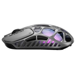 GRAVASTAR MERCURY X WITH PAW 3950 SENSOR 32000 DPI 1000HZ POLLING RATE MAGNESIUM ALLOY HOLLOW FRAME RGB LIGHTING 5 PROGRAMMABLE BUTTONS WIRELESS GAMING MOUSE – INTERSTELLAR SILVER