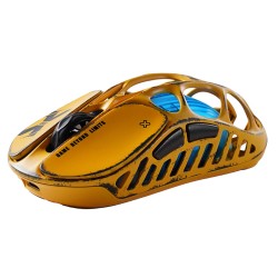 GRAVASTAR MERCURY X PRO WITH 8K DONGLE 32000 DPI PAW 3950 SENSOR 8000HZ POLLING RATE 49G MAGNESIUM ALLOY HOLLOW FRAME RGB LIGHTING 5 PROGRAMMABLE BUTTONS WIRELESS GAMING MOUSE – BATTLE WORN YELLOW