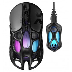 GRAVASTAR MERCURY X PRO WITH 8K DONGLE 32000 DPI PAW 3950 SENSOR 8000HZ POLLING RATE 49G MAGNESIUM ALLOY HOLLOW FRAME RGB LIGHTING 5 PROGRAMMABLE BUTTONS WIRELESS GAMING MOUSE – GALAXY BLACK