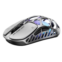 GRAVASTAR MERCURY X PRO WITH 8K DONGLE 32000 DPI PAW 3950 SENSOR 8000HZ POLLING RATE 49G MAGNESIUM ALLOY HOLLOW FRAME RGB LIGHTING 5 PROGRAMMABLE BUTTONS WIRELESS GAMING MOUSE – INTERSTELLAR SILVER
