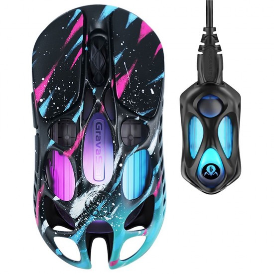 GRAVASTAR MERCURY XPRO SPECIAL EDITION RGB 32K DPI OPTICAL WITH 8K DONGLE MAGNESIUM ALLOY WIRELESS GAMING MOUSE - NEON GRAFFITI