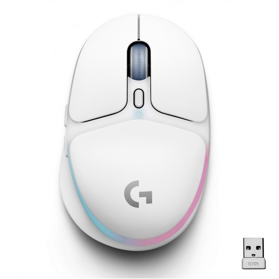 LOGITECH G705 LIGHTSYNC RGB 8200 DPI BLUETOOTH/WIRELESS OPTICAL GAMING MOUSE - WHITE MIST