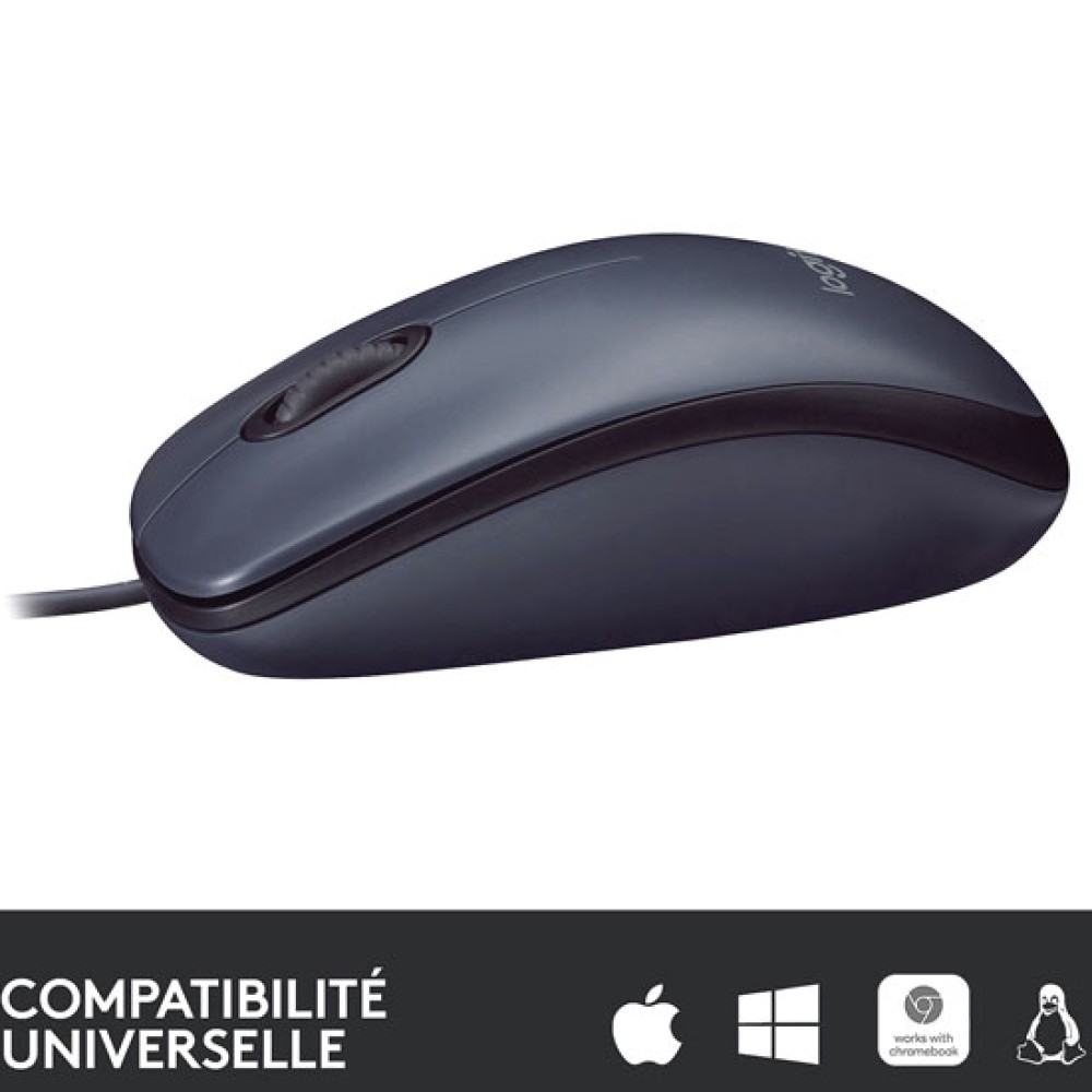LOGITECH M100 WIRED USB OPTICAL MOUSE RIGHT & LEFT-HAND USE FULL-SIZE ...