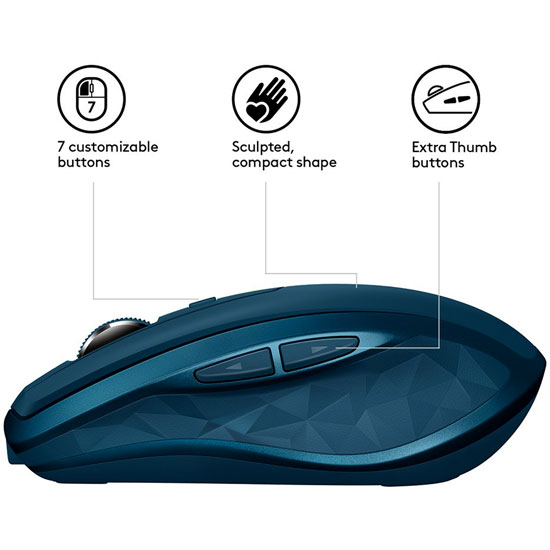 LOGITECH MX ANYWHERE 2S WIRELESS MOUSE ( 4,000 DPI ) FAST RECHARGEABLE BATTERY HOLDS POWER UP TO 70 DAYS ON A FULL CHARGE 