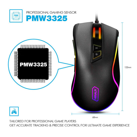 HIRALIY F300 RGB BACKLIT GAMING MOUSE  5000 DPI