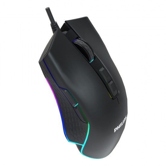 PHILIPS SPK9201B G201 SERIES RGB, 8 PROGRAMMABLE BUTTONS, 4 LEVELS ADJUSTABLE DPI MECHANICAL WIRED GAMING MOUSE - BLACK