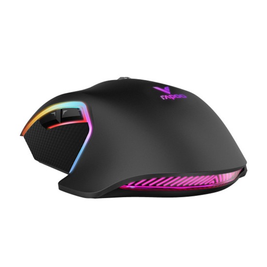 RAPOO V20 PRO 8000DPI RGB OPTICAL ACCURATE REAL-TIME DPI BUTTON WIRED GAMING MOUSE - BLACK 