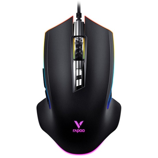 RAPOO V20 PRO 8000DPI RGB OPTICAL ACCURATE REAL-TIME DPI BUTTON WIRED GAMING MOUSE - BLACK 