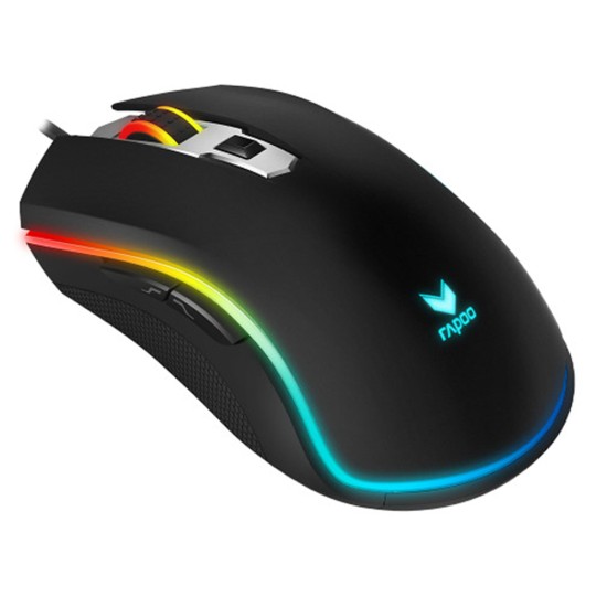 RAPOO V25 PLUS 7200 DPI IR OPTICAL WIRED GAMING MOUSE - BLACK 