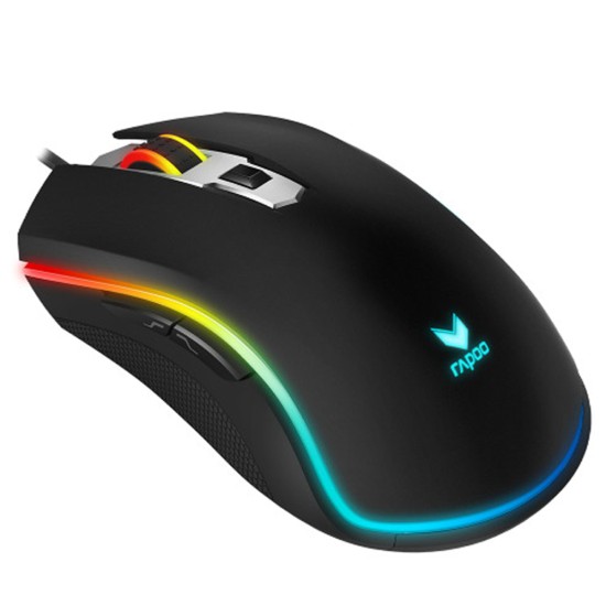 RAPOO V25S 5000DPI RGB BACKLIT OPTICAL  6 PROGRAMMABLE WIRED GAMING MOUSE - BLACK 