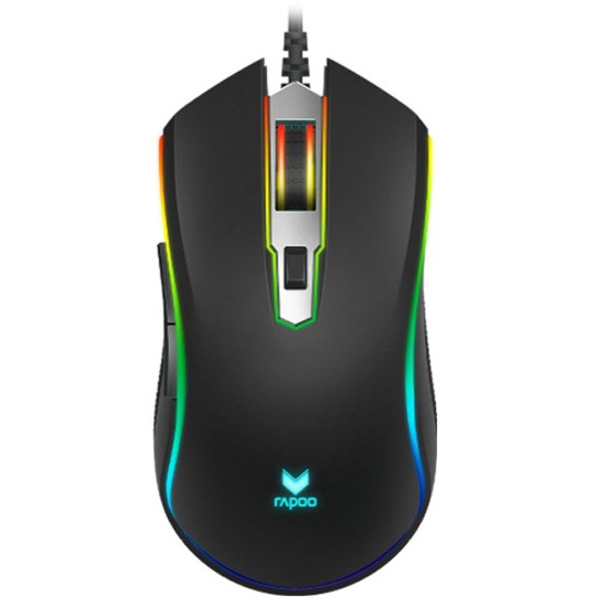 RAPOO V25S 5000DPI RGB BACKLIT OPTICAL  6 PROGRAMMABLE WIRED GAMING MOUSE - BLACK