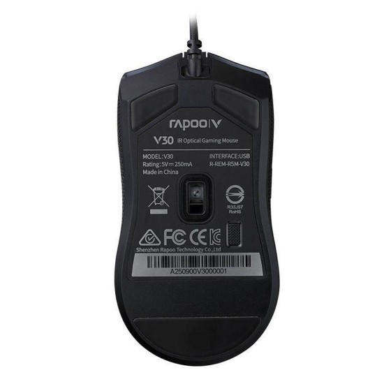 RAPOO V30 5000 DPI RGB BACKLIT IR OPTICAL LIFEPAN OF 30 MILLION WIRED GAMING MOUSE - BLACK 