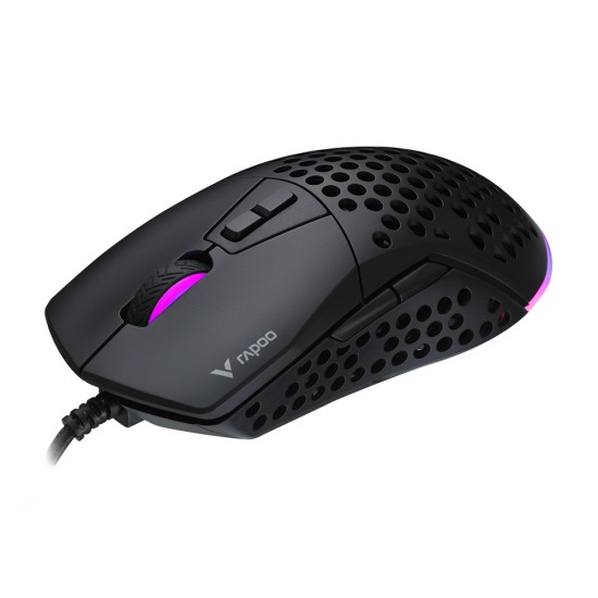 RAPOO  V360 DETACHABLE RGB BACKLIT 6200DPI IR OPTICAL WIRED GAMING MOUSE - BLACK 