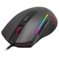 REDRAGON TRIDENT M616 10000 DPI 5 ADJUSTABLE LEVELS 6 PROGRAMMABLE BUTTONS 8 RGB BACKLIT MODES CUSTOM MACROS SOFTWARE SUPPORTED ERGONOMIC DESIGN COMFORT GRIP OPTICAL SENSOR RGB WIRED GAMING MOUSE - BLACK
