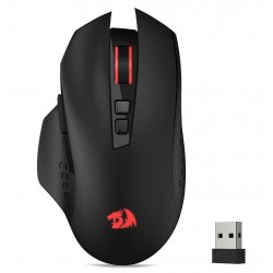 REDRAGON GAINER M656 2.4GHZ NANO RECEIVER 4000 DPI 5 DPI LEVELS 7 PROGRAMMABLE MACRO BUTTONS RED LED BACKLIT PIXART SENSOR ECO MODE PRO SOFTWARE SUPPORTED WIRELESS GAMING MOUSE - BLACK