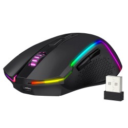 REDRAGON TRIDENT M693 3-MODE BT 2.4G WIRED 8000 DPI 7 PROGRAMMABLE BUTTONS RGB BACKLIT LONG BATTERY PIXART SENSOR WIRELESS GAMING MOUSE – BLACK