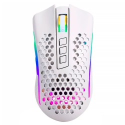 REDRAGON STORM PRO M808W 16000 DPI RGB HONEYCOMB SHELL 2.4GHZ DUAL MODE 7 PROGRAMMABLE BUTTONS RECHARGEABLE BATTERY WIRELESS GAMING MOUSE – WHITE