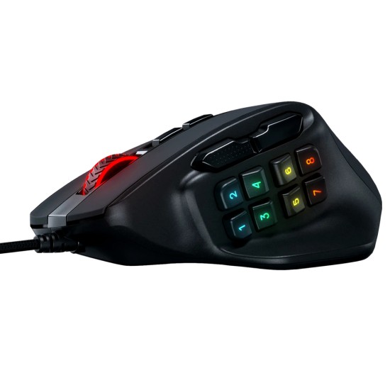 REDRAGON M811 RGB AATROX MMO 15 PROGRAMMABLE BUTTONS WIRED 12400DPI GAMING MOUSE - BLACK 