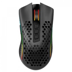 REDRAGON STORM PRO M808 16000 DPI RGB HONEYCOMB SHELL 2.4GHZ DUAL MODE 7 PROGRAMMABLE BUTTONS RECHARGEABLE BATTERY WIRELESS GAMING MOUSE – BLACK