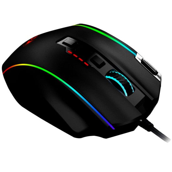 REDRAGON M901-K-2 PREDICTION 4 RGB MMO 12400 DPI 19 PROGRAMMABLE BUTTONS WIRED GAMING MOUSE - BLACK