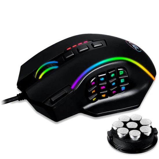 REDRAGON M901-K-2 PREDICTION 4 RGB MMO 12400 DPI 19 PROGRAMMABLE BUTTONS WIRED GAMING MOUSE - BLACK