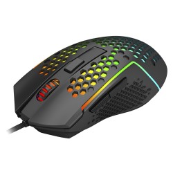 REDRAGON REAPING M987-K 12400 DPI 6 PROGRAMMABLE BUTTONS RGB BACKLIT HONEYCOMB SHELL ULTRA-LIGHT 55G USB 1.8M CABLE ERGONOMIC WIRED GAMING MOUSE – BLACK
