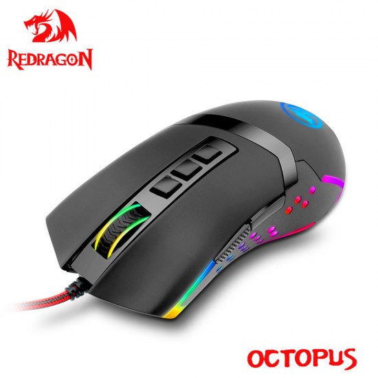 REDRAGON OCTOPUS M712 10000DPI 8 BUTTONS 12 RGB MODES WIRED GAMING MOUSE - BLACK 