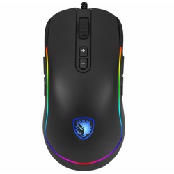SADES REVOLVER S11 RING STREAMER RGB 9 PROGRAMMABLE BUTTONS 10000 DPI ULTRA-STREAMLINED ERGONOMIC STYLING LEFT AND RIGHT MATCHING DESIGN GAMING MOUSE - BLACK