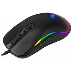 SADES REVOLVER S11 RING STREAMER RGB 9 PROGRAMMABLE BUTTONS 10000 DPI ULTRA-STREAMLINED ERGONOMIC STYLING LEFT AND RIGHT MATCHING DESIGN GAMING MOUSE - BLACK