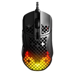 STEELSERIES AEROX 5 18000 CPI TRUEMOVE AIR OPTICAL SENSOR ULTRA LIGHTWEIGHT WATER-RESISTANT DESIGN UNIVERSAL USB C CONNECTIVITY LIGHTWEIGHT GAMING MOUSE - BLACK