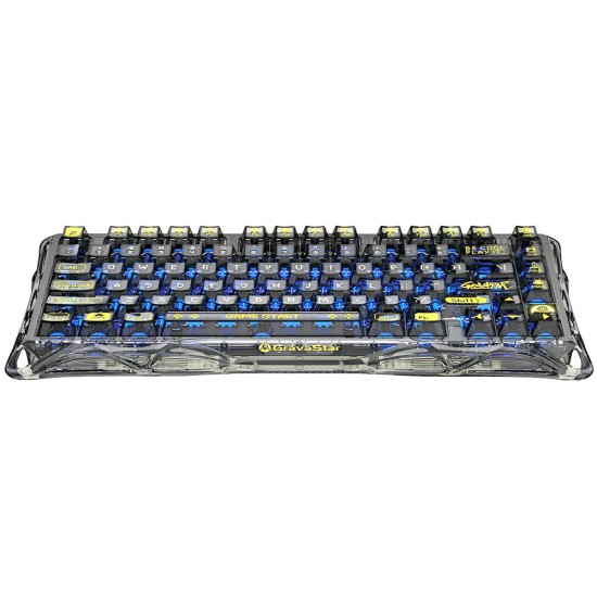 GRAVASTAR MERCURY K1 LITE 75% MECHANICAL KEYBOARD GASKET HOT SWAPPABLE GAMING KEYBOARD PRE-LUBED LINEAR SWITCHES RGB BACKLIT WIRELESS KEYBOARD - TRANSPARENT BLACK