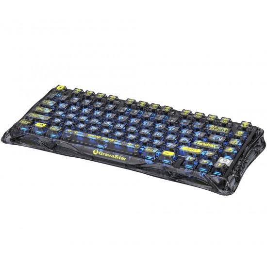 GRAVASTAR MERCURY K1 LITE 75% MECHANICAL KEYBOARD GASKET HOT SWAPPABLE GAMING KEYBOARD PRE-LUBED LINEAR SWITCHES RGB BACKLIT WIRELESS KEYBOARD - TRANSPARENT BLACK
