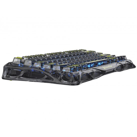 GRAVASTAR MERCURY K1 LITE 75% MECHANICAL KEYBOARD GASKET HOT SWAPPABLE GAMING KEYBOARD PRE-LUBED LINEAR SWITCHES RGB BACKLIT WIRELESS KEYBOARD - TRANSPARENT BLACK