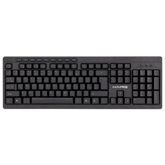 HAING HI-K12 FULL-SIZE WITH MULTIMEDIA AND QUIET KEYSWITCHES 1.8M USB CABLE WIRED KEYBOARD – BLACK