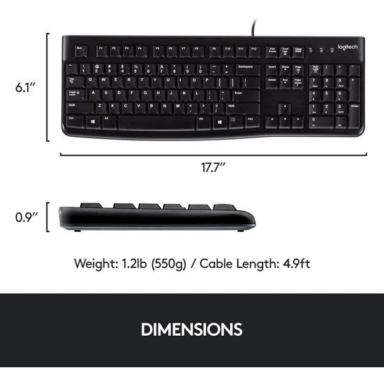LOGITECH K120 CORDED USB KEYBOARD