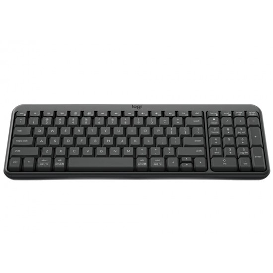 LOGITECH K250 BLUETOOTH WITH NUMPAD COMPACT QUICK CONNECTION SPILL RESISTANT RECYCLED PLASTIC ARA DURABLE FIT WIRELESS KEYBOARD - GRAPHITE