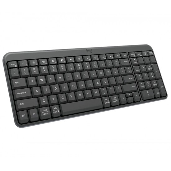 LOGITECH K250 BLUETOOTH WITH NUMPAD COMPACT QUICK CONNECTION SPILL RESISTANT RECYCLED PLASTIC ARA DURABLE FIT WIRELESS KEYBOARD - GRAPHITE