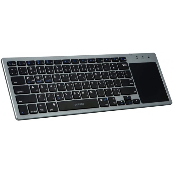 PORODO ULTRA SLIM 78 KEYS WIRELESS KEYBOARD WITH TOUCH PAD MOUSE - GREY 