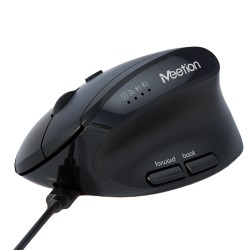 MEETION BTM008 ERGONOMIC VERTICAL TRIPLE MODE BLUETOOTH 5.2 + 2.4GHZ, AND 2400DPI OPTICAL SENSOR WIRELESS MOUSE - BLACK