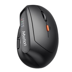 MEETION BTM008 ERGONOMIC VERTICAL TRIPLE MODE BLUETOOTH 5.2 + 2.4GHZ, AND 2400DPI OPTICAL SENSOR WIRELESS MOUSE - BLACK