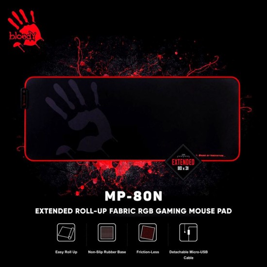 BLOODY MP-80N EXTENDED ROLL-UP-FABRIC RGB GAMING MOUSE PAD (80*31*4MM)