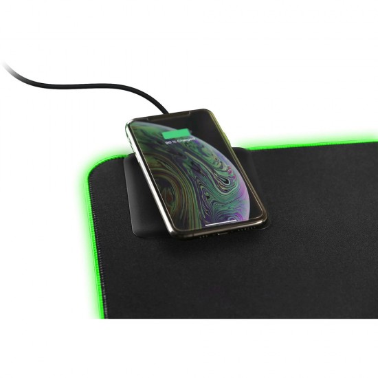 DELTACO DMP330 WITH WIRELESS CHARGING DURABLE NEOPRENE 10W SIDELINE RGB GAMING MOUSE PAD - BLACK