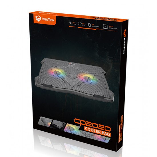 MEETION CP2020 GAMING COOLING PAD QUIET ADJUSTABLE RGB WITH DUAL FANS FOR LAPTOP