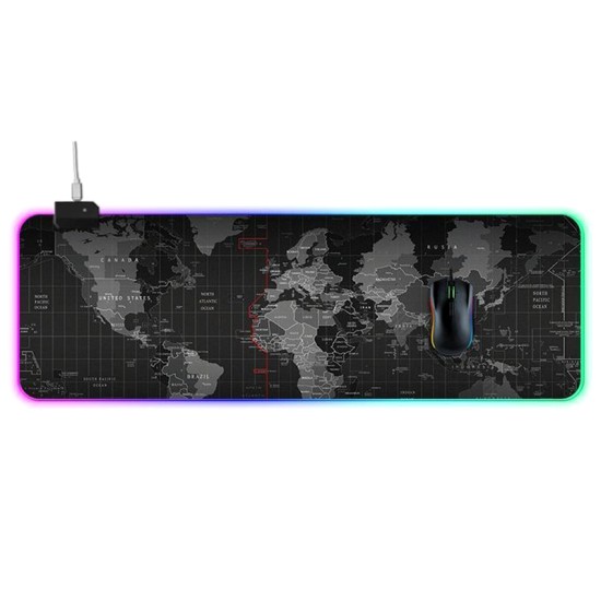 WORLD MAP RGB LIGHT ( 80*30CM*3MM ) RUBBER LARGE XXL GAMING MOUSE PAD